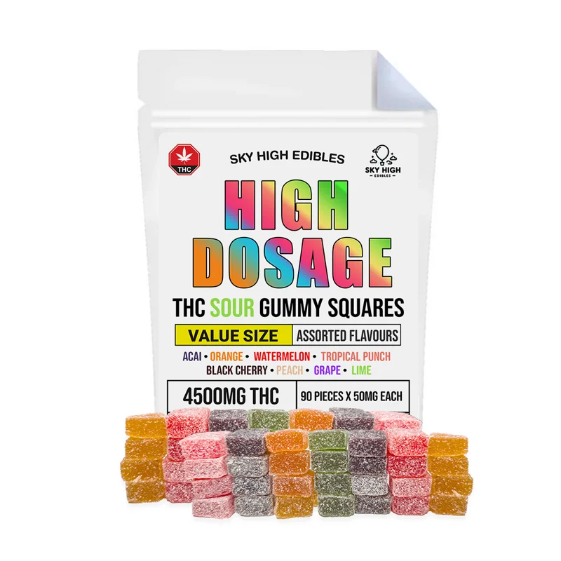 High-Dosage-thc-gummy-squares-4500mg-THC-by-Sky-High High Dosage 4500mg THC Sour Gummy Squares - Sky High Edibles - Image 1
