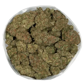 Pineapple god dried cannabis flower in a bag