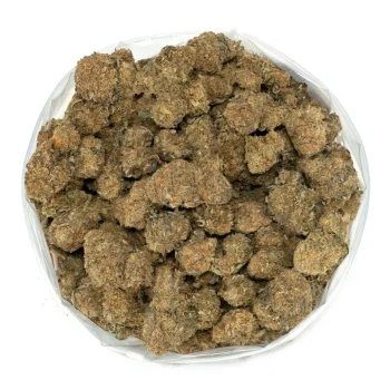 1 pound of round green master kush buds fillled in a bag