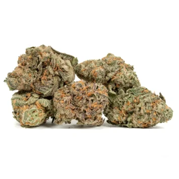 pile of peach ringz strain cannabis flower
