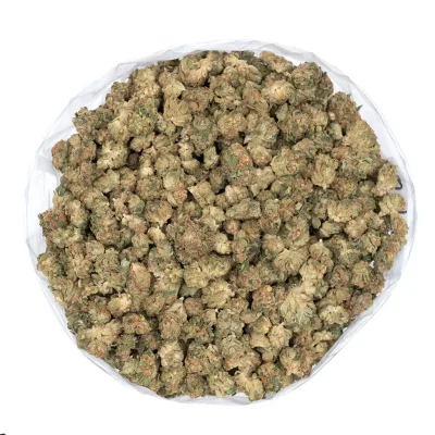 skunk-haze popcorn cannabis buds in large bag