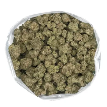 sour chem chunky cannabis flowers overhead view