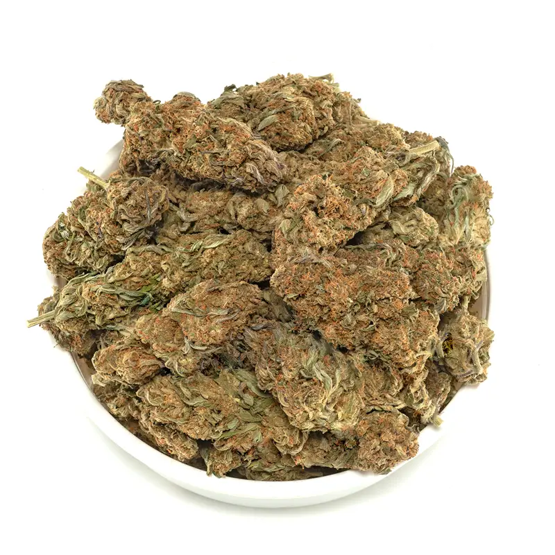 sticky orangeade cannabis buds in a bowl